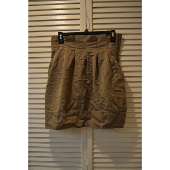 BCBG Pleated Skirt BCBGMAXAZRIA A-Line Pleated Work Skirt Brown Size 4 USA - Picture 6 of 12